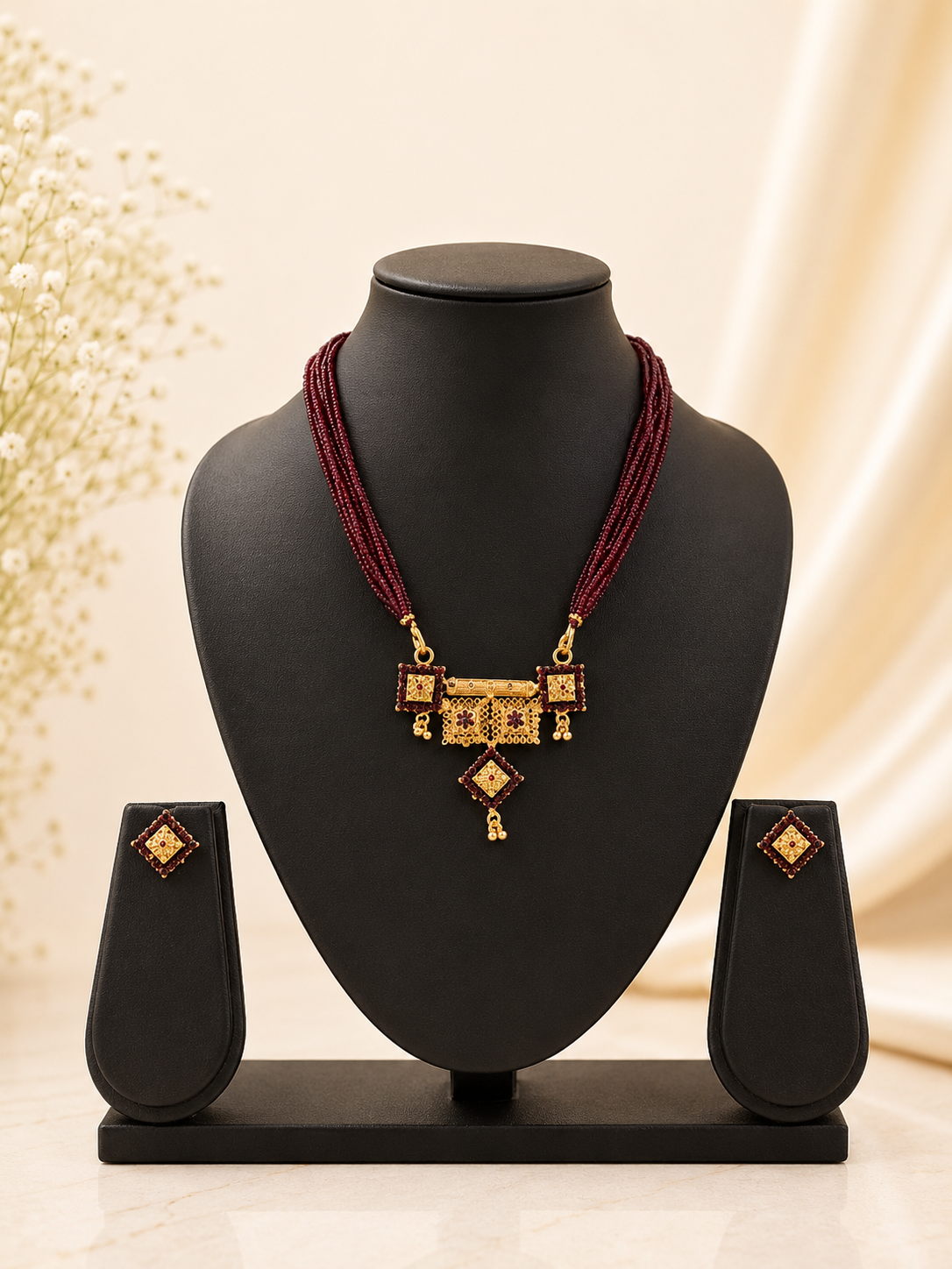 24k gold dust plated Necklace with earrings 